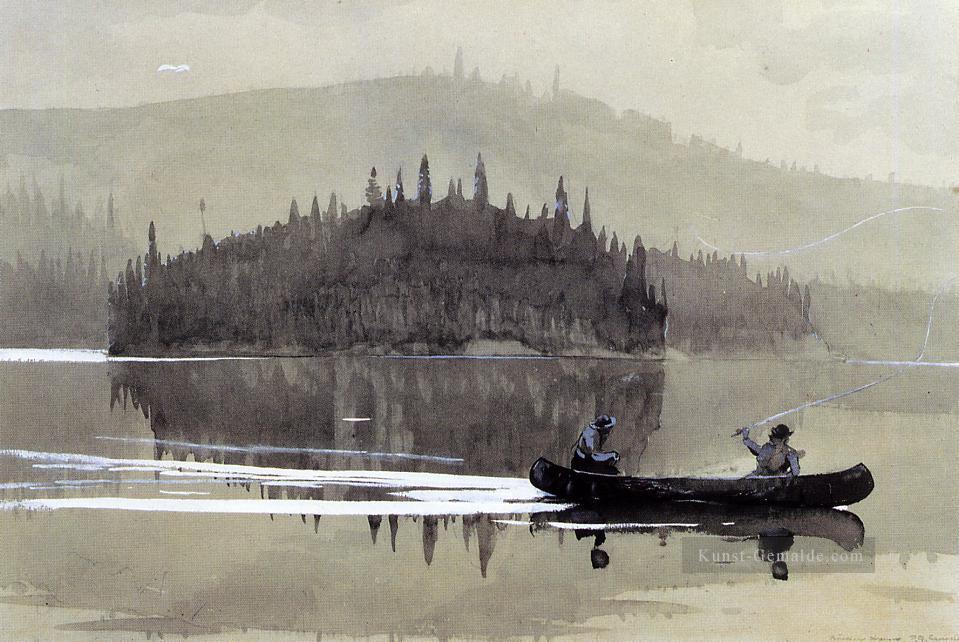 Zwei Männer in einem Kanu Winslow Homer Aquarelle Ölgemälde
